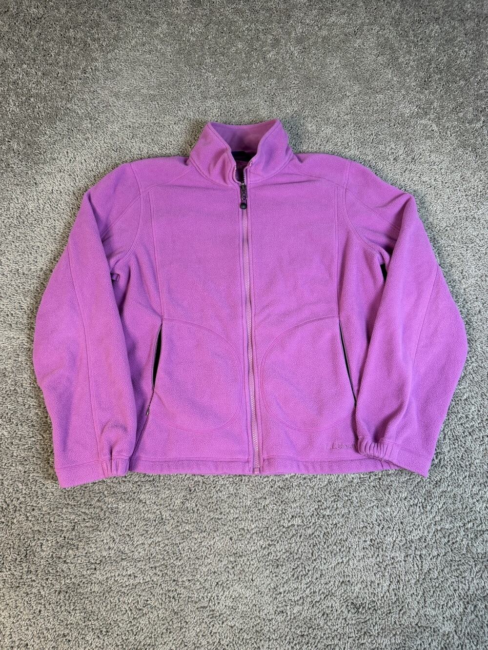 L.L. Bean Jacket Womens L Purple Fleece Lined Full Zip Pockets Lightweight